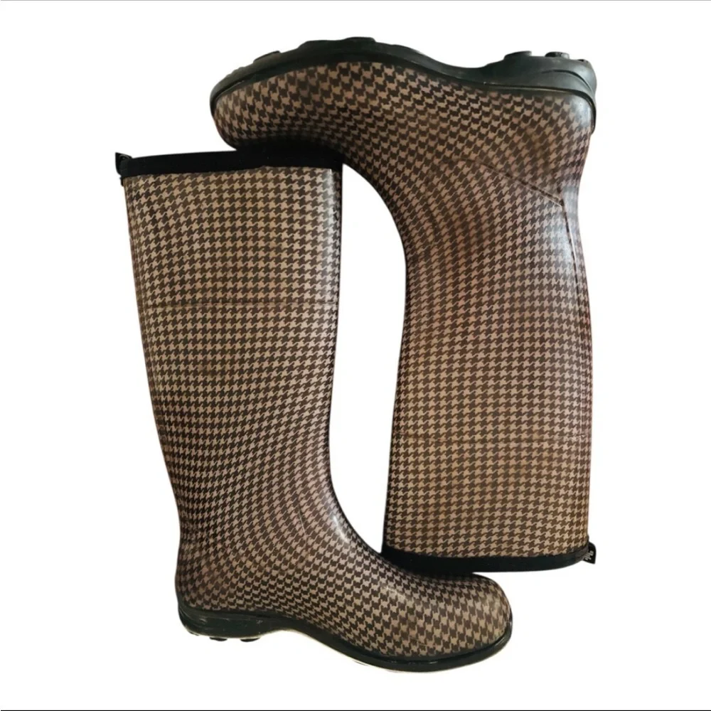 Women’s Ollie Houndstooth Pattern Rain Boots Size 9